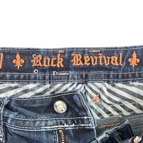Rock Revival Jeans Womens 28 Evelyn Low Rise Boot Dark Wash Sequin Embellished - Picture 6 of 16